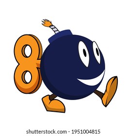 Diseño de animación en forma de bomba. Bombardero. Único. Caracteres de corte