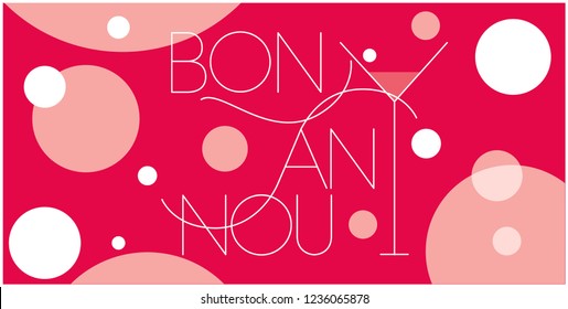 Bon Any Nou - New Year lettering written in catalan; stylish hand drawn white letters on red background. Flat vector illustration for cards, prints, posters, invitations, seasonal design, decoration.