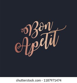 Bon Apetit rose gold lettering vector