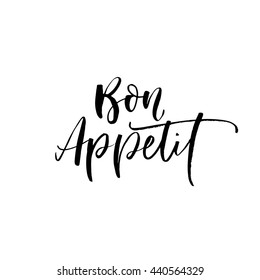 Bon appetit card. Hand drawn lettering background. Ink illustration. Modern brush calligraphy. Isolated on white background. 