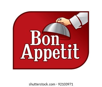 Bon appetit - Cartoon Chef Opening Tray of Food