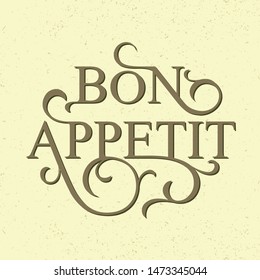 Bon appetit hand drawn lettering. Vector illustration. EPS 10