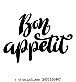 Bon appetit. Lettering phrase isolated on white background.