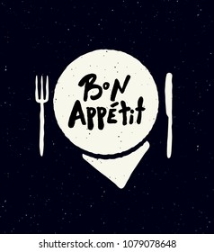 Bon appetit. Lettering poster. Design concept for cafe, restaurant advertisement, street food, catring service.