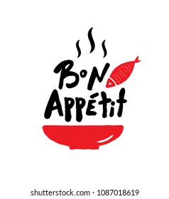 Bon appetit. Lettering poster. Design concept for cafe, restaurant advertisement, street food, catring service.