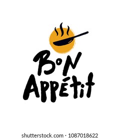 Bon appetit. Lettering poster. Design concept for cafe, restaurant advertisement, street food, catring service.