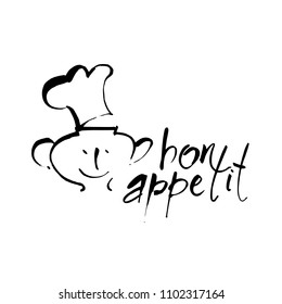 Bon appetit. Logo for restaurant.Calligraphic design elements. Vector illustration.