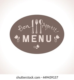 Bon Appetit! Oval label menu design.