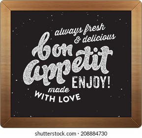 Bon appetit retro culinary print poster sign