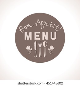 Bon Appetit! Round label menu design.