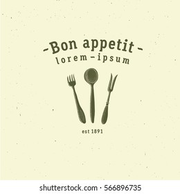 Bon Appetit sign. Vector logo icon template for restaurants, cafe