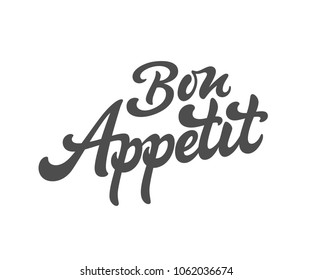 Bon Appetit vector text logo. Handmade lettering in freehand style. Fast food, cafe, restaurant logotype.