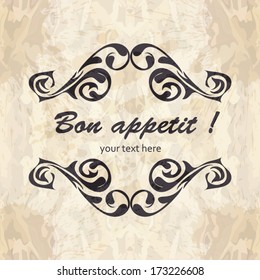 "Bon appetit" word in vintage frame.