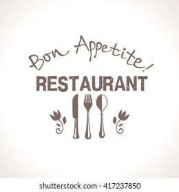 Bon appetite! Restaurant - idea for the logo. Label element.