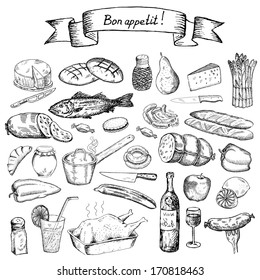 bon appetite. set of vector sketches