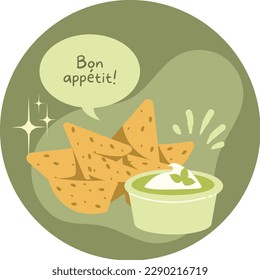 bon appetite with tacos, vector logo illustration isolated on green white background