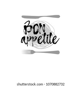 bon appetite, text design. Vector calligraphy.