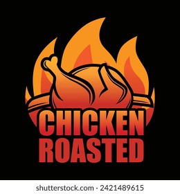 Bon Fire Chicken Roasted Logo. BBQ Chicken Camping