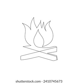 Bon fire continuous one line drawing outline vector  illustration