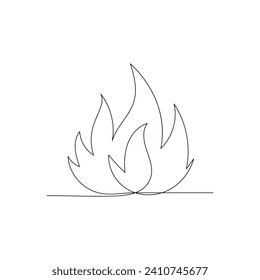 Bon fire continuous one line drawing outline vector  illustration