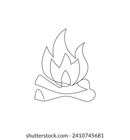 Bon fire continuous one line drawing outline vector  illustration