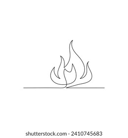 Bon fire continuous one line drawing outline vector  illustration