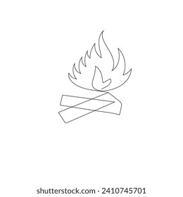 Bon fire continuous one line drawing outline vector  illustration