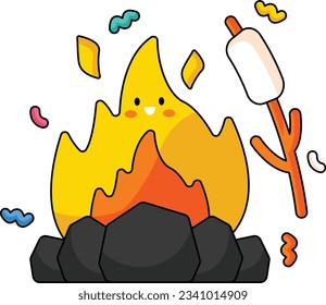  bon fire cute holiday sticker icons design