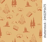 Bon Fire in Nature Vector Seamless Pattern