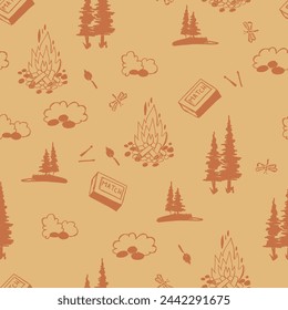 Bon Fire in Nature Vector Seamless Pattern