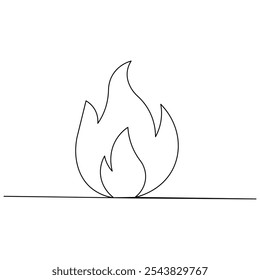 Bon fire single line art, continuous one line drawing of  Isolated outline vector icon 