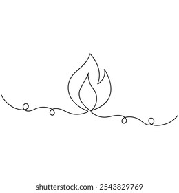 Bon fire single line art, continuous one line drawing of  Isolated outline vector icon 