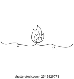 Bon fire single line art, continuous one line drawing of  Isolated outline vector icon 