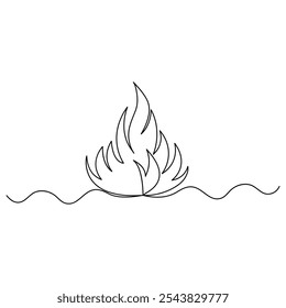 Bon fire single line art, continuous one line drawing of  Isolated outline vector icon 