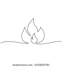 Bon fire single line art, continuous one line drawing of  Isolated outline vector icon 