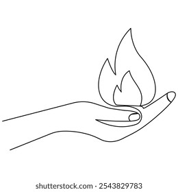 Bon fire single line art, continuous one line drawing of  Isolated outline vector icon 