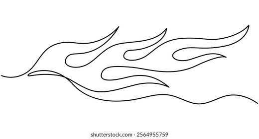 Bon fire single line art, continuous one line drawing of Isolated outline vector, Continuous line drawing of fire. Flame linear icon. One line drawing background. Vector illustration. Fire continuous.