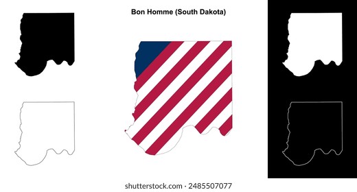 Bon Homme County (South Dakota) outline map set