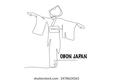 Bon odori dancer. Obon japan concept one-line drawing