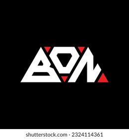 BON triangle letter logo design with triangle shape. BON triangle logo design monogram. BON triangle vector logo template with red color. BON triangular logo Simple, Elegant, and Luxurious design