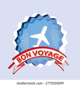 bon voyage 3D vintage vector label is the graphic arts,refers to pre-made images used to illustrate any medium. 