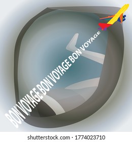 bon voyage 3D vintage vector label is the graphic arts,refers to pre-made images used to illustrate any medium. 