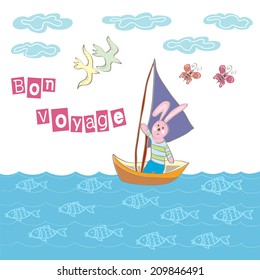 Bon Voyage background with illustration.