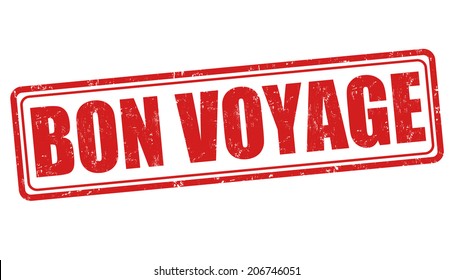 Bon Voyage Grunge Rubber Stamp On White, Vector Illustration