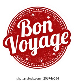 Bon Voyage Grunge Rubber Stamp On White, Vector Illustration