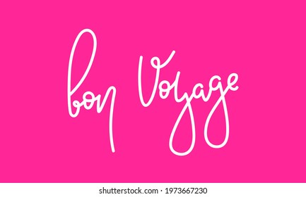 Bon voyage hand drawn lettering - Design for postcard, print, card, gift tag - Vector illustration