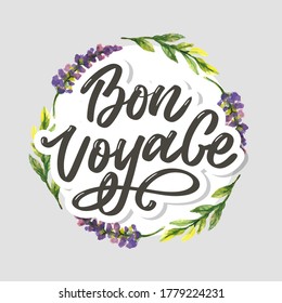 Bon Voyage Hand Lettering Vector Calligraphy Travel