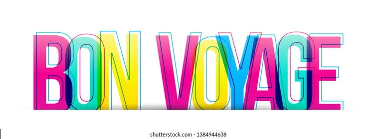 Bon Voyage. Have a nice trip. Flat design typography banner. Vector illustration