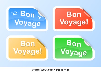 Bon Voyage labels. Vector illustration.