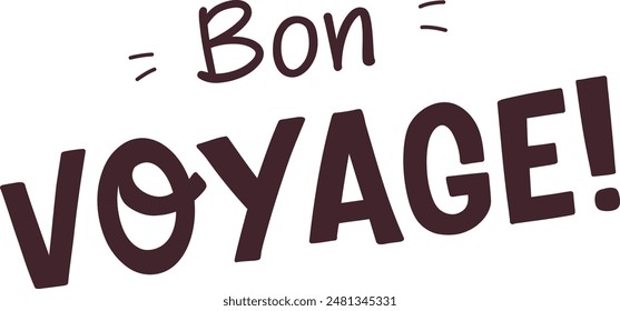 Bon Voyage Lettering Vector Illustration